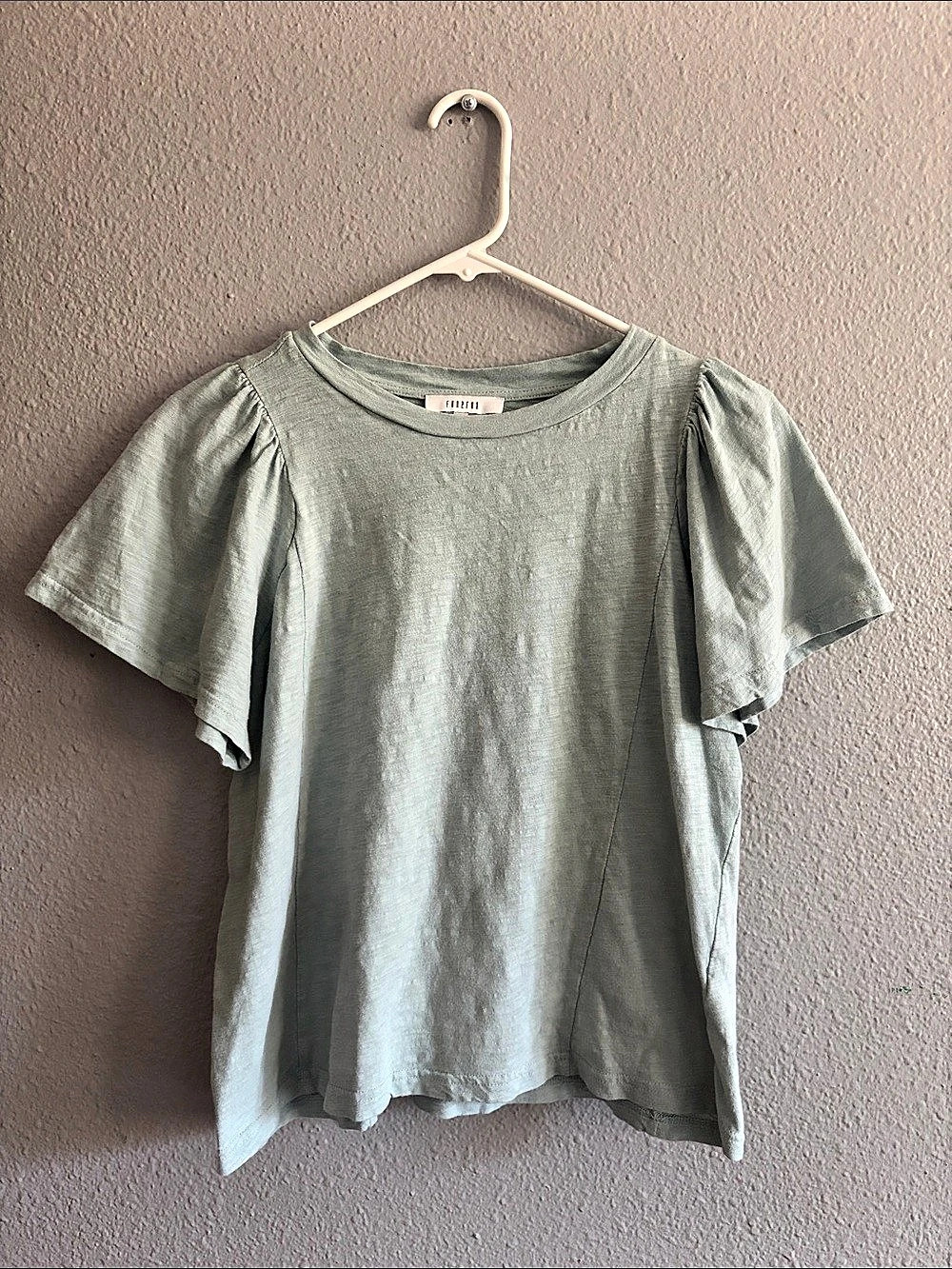 Free People Puff Sleeve Tee in Green Size Small